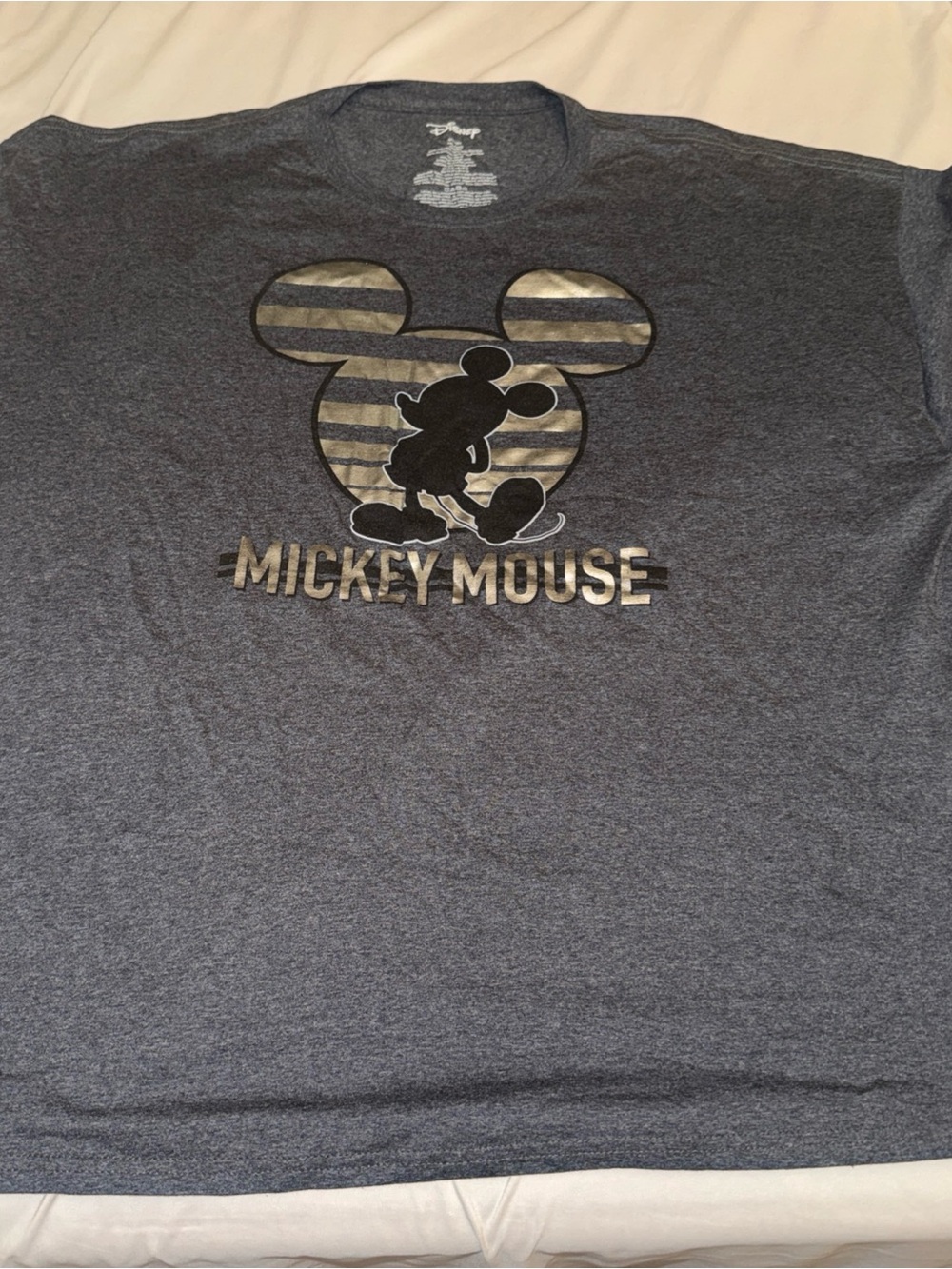 Disney Gray Mickey Mouse Striped-Ear Graphic Tee